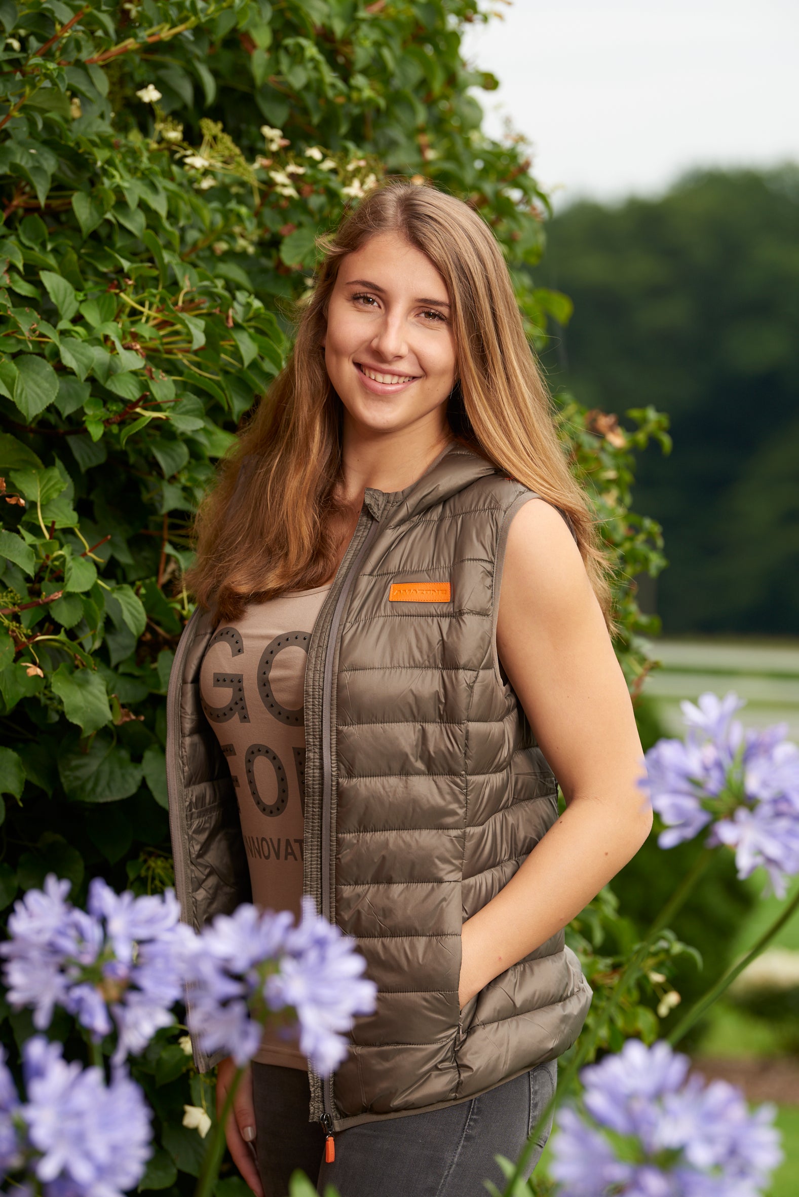 Damen-Top „GO for Innovation“, cappuccino