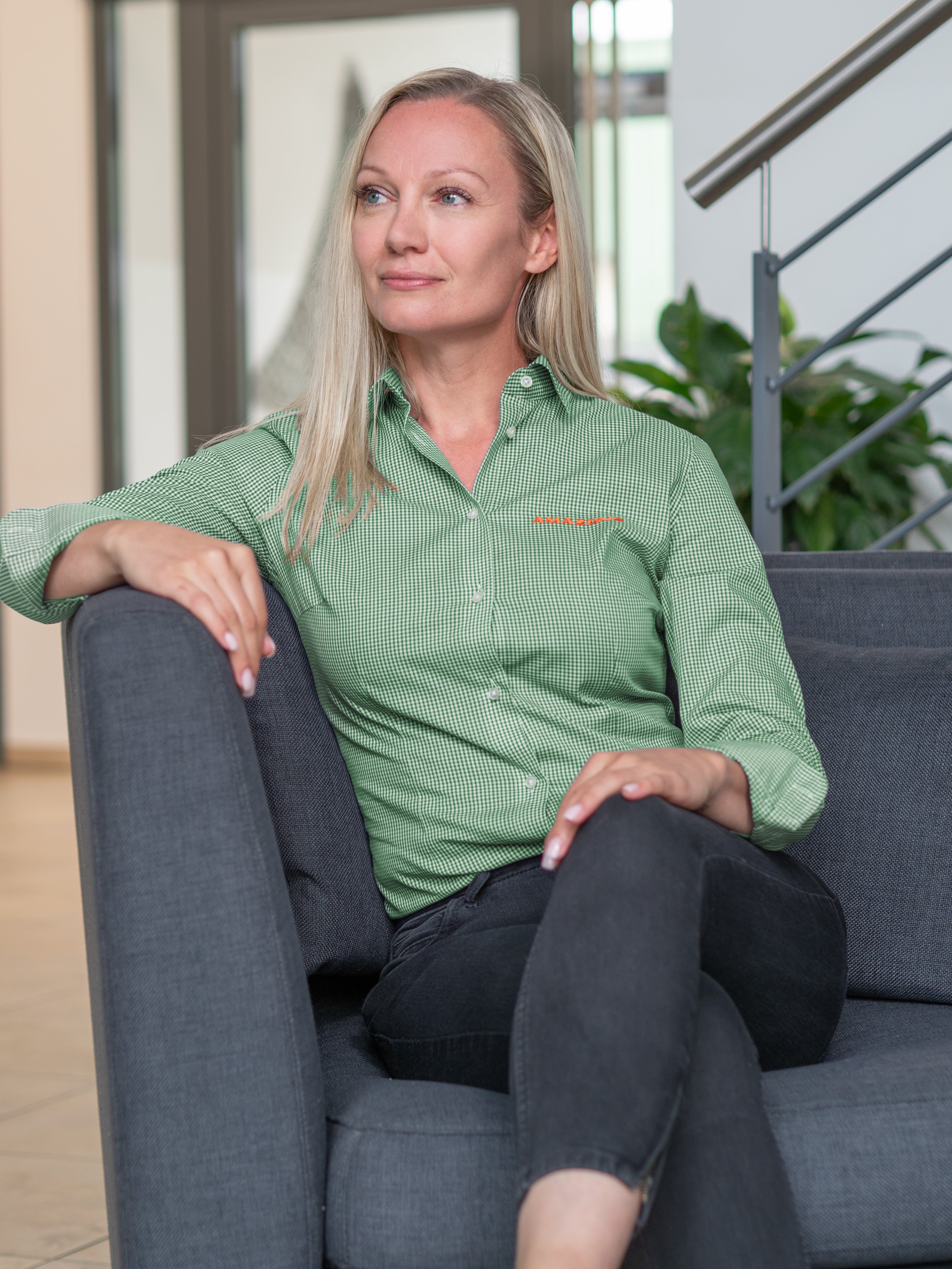 Damen-Bluse, grün, kariert
