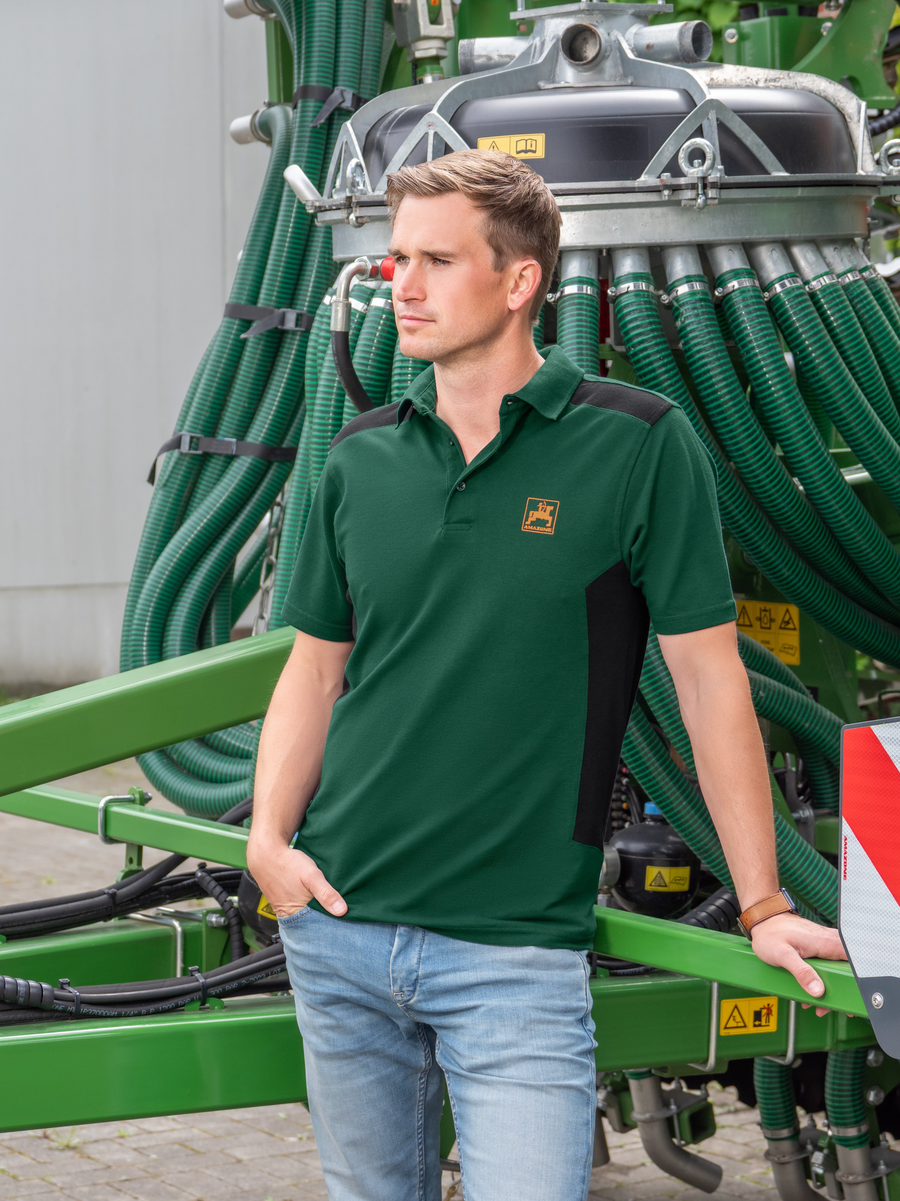 Herren-Arbeits-Poloshirt, grün/schwarz