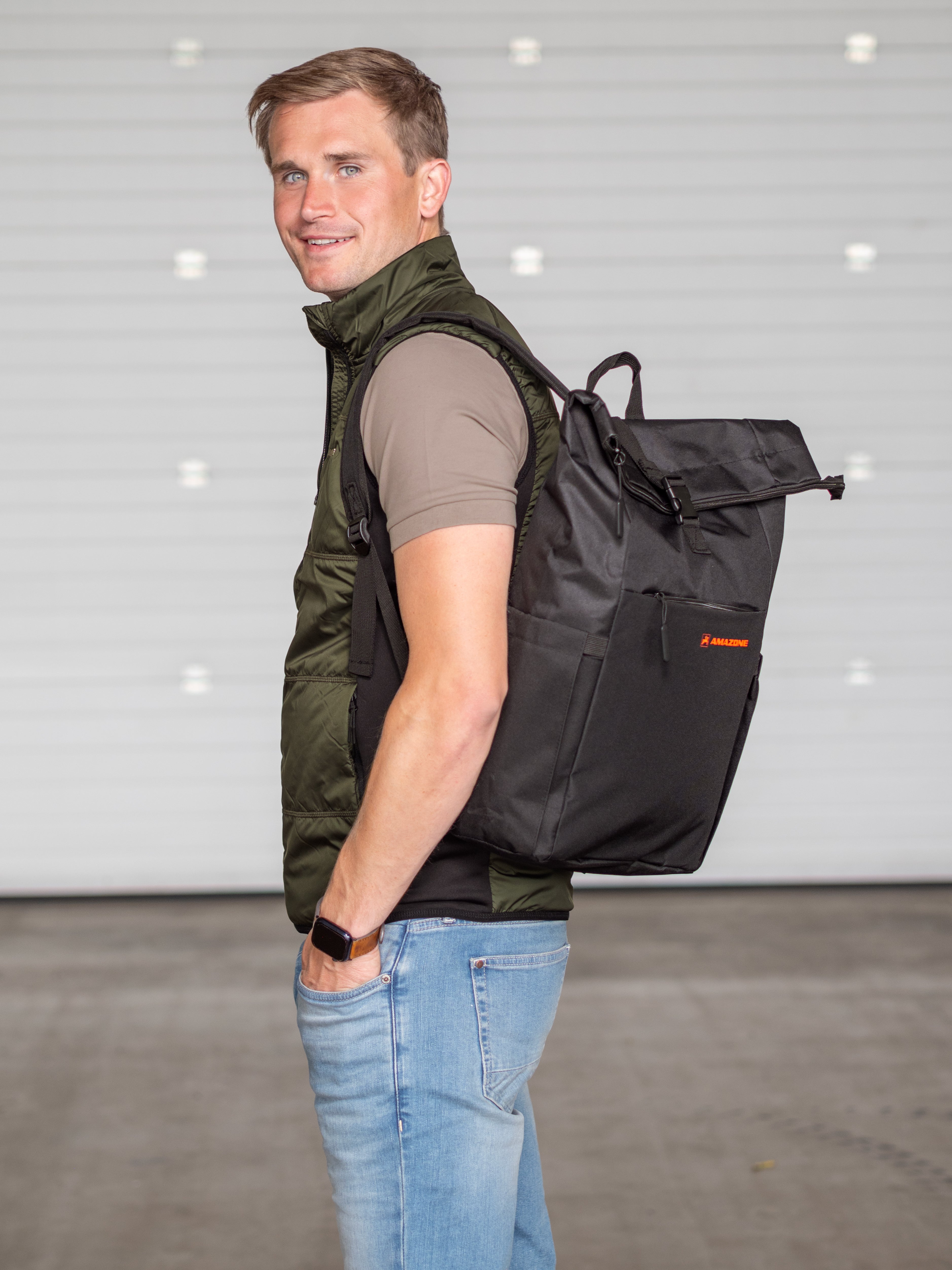 Rollup-Rucksack, schwarz