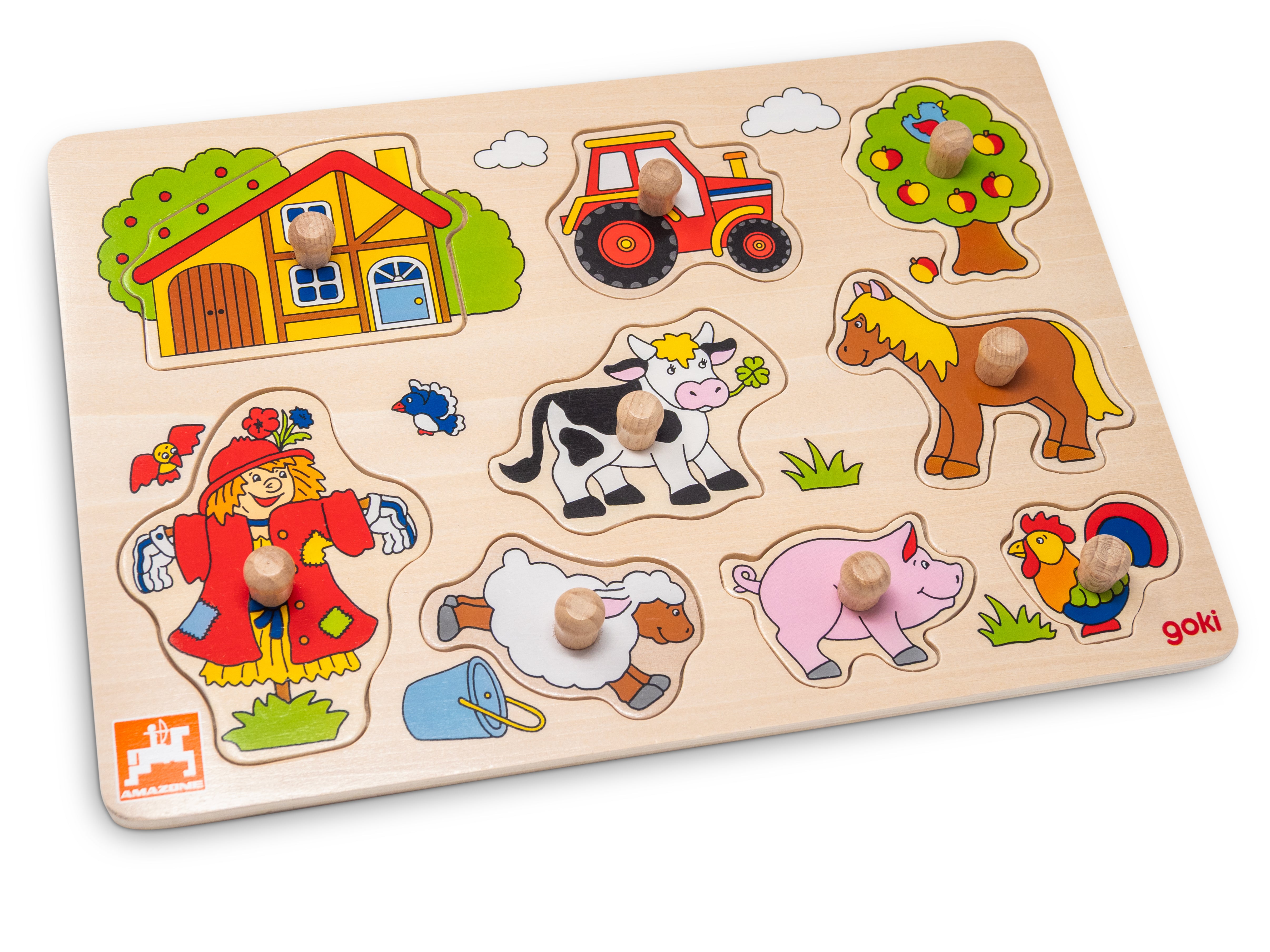 Kinder-Steckpuzzle "Bauerhof", 9 Teile, Holz