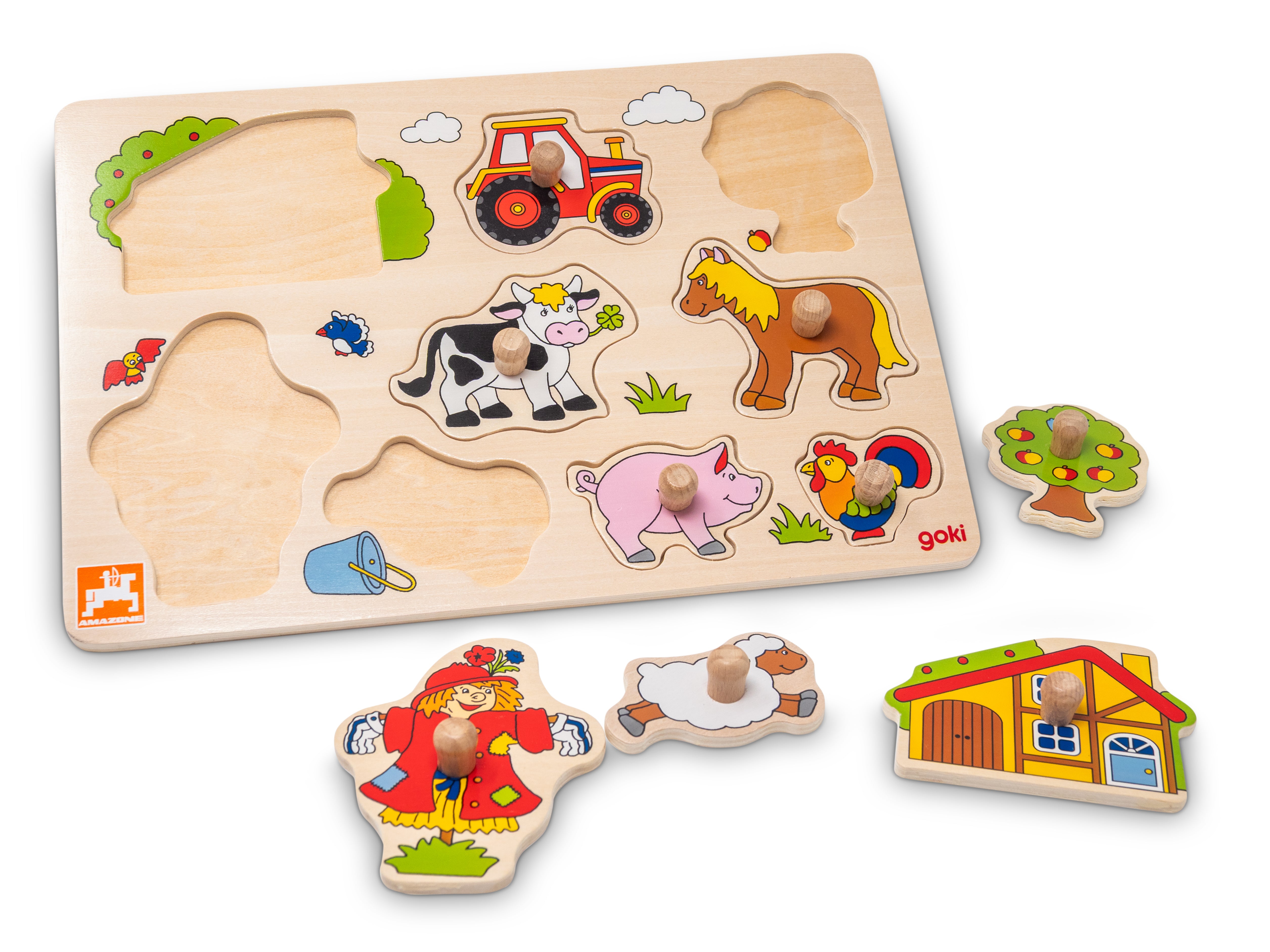 Kinder-Steckpuzzle "Bauerhof", 9 Teile, Holz